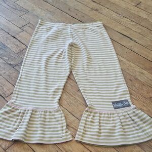 Matilda Jane Beige and Green Striped Ruffle Pants